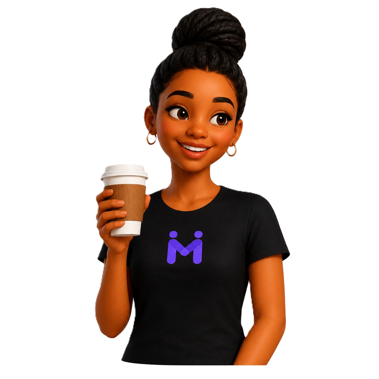 Nia with a coffee
